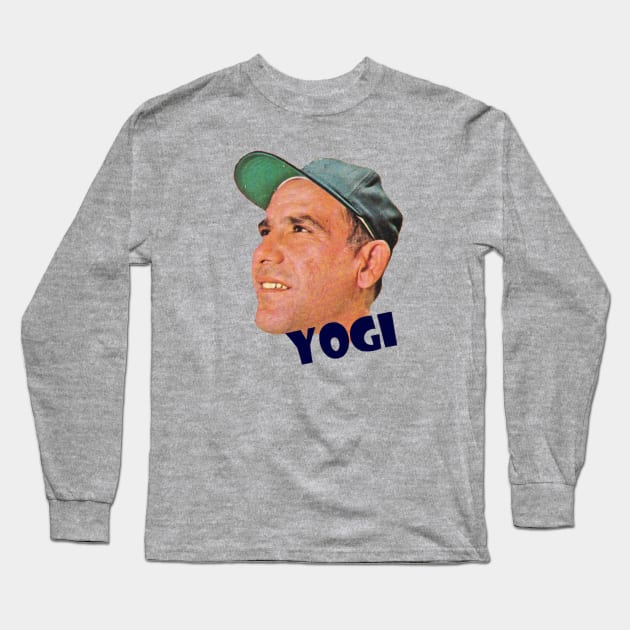 Yogi Berra Tribute Design Long Sleeve T-Shirt by Bleeding Yankee Blue